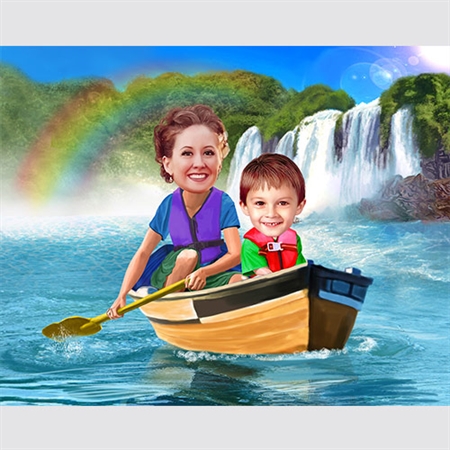 Canoe with Mom Caricature from Photos - myDaVinci